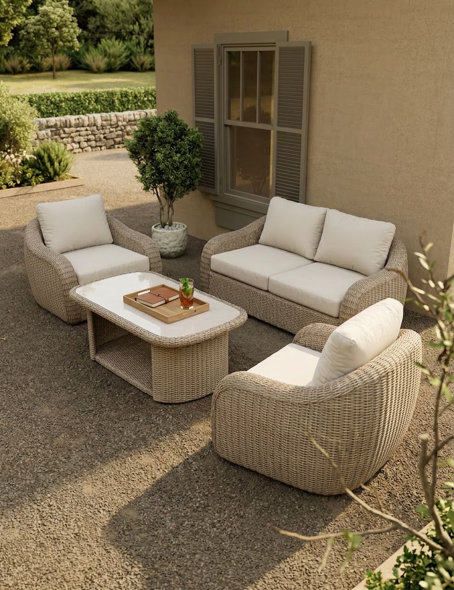 BORA 4-Seater Rattan Lounging Set with Coffee Table