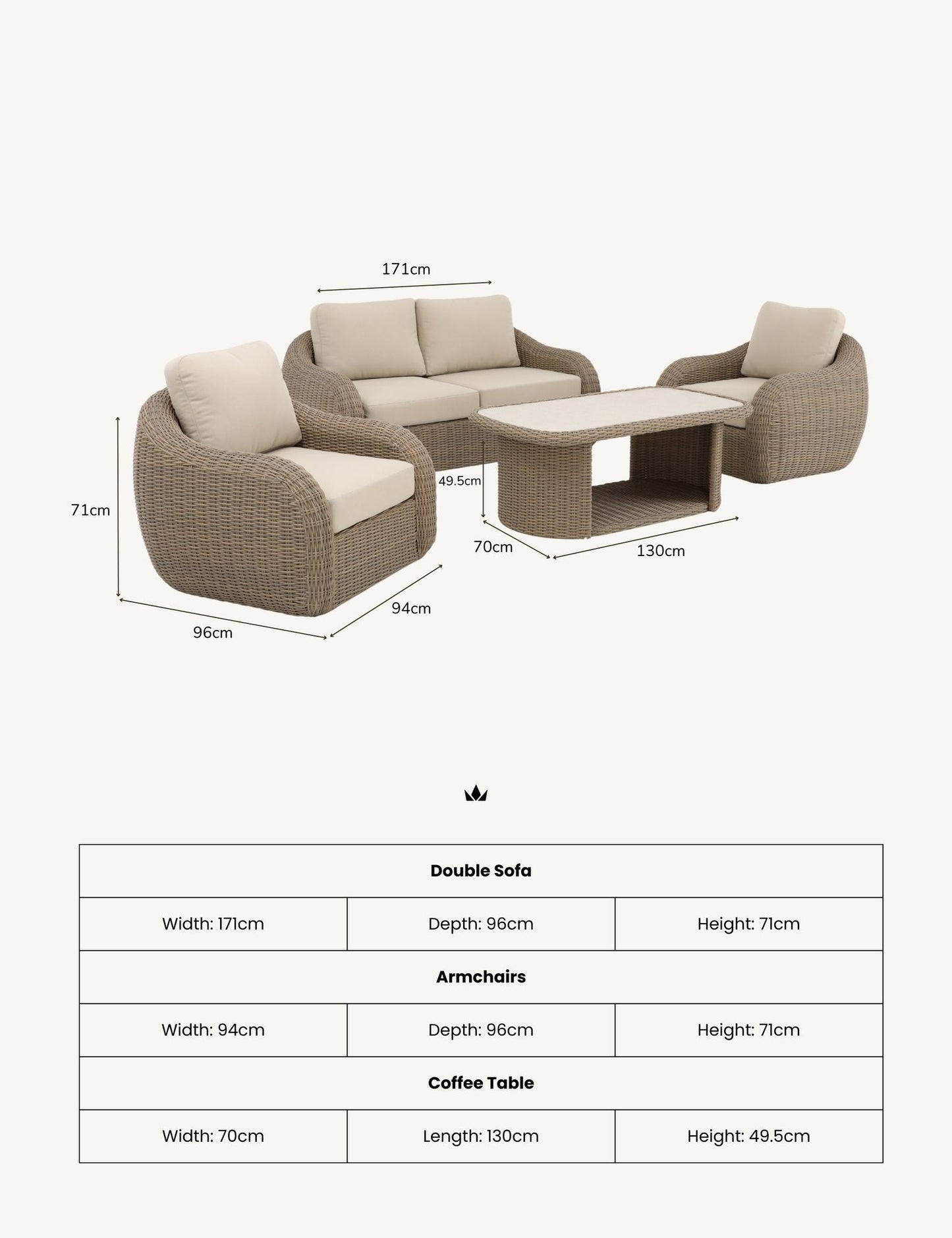 BORA 4-Seater Rattan Lounging Set with Coffee Table