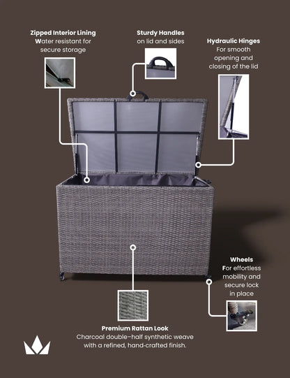 Charcoal Weave 510L KD Cushion Storage Box