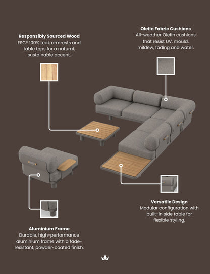 LEOX Modular 5-Seater Corner Sofa Set with Coffee Table
