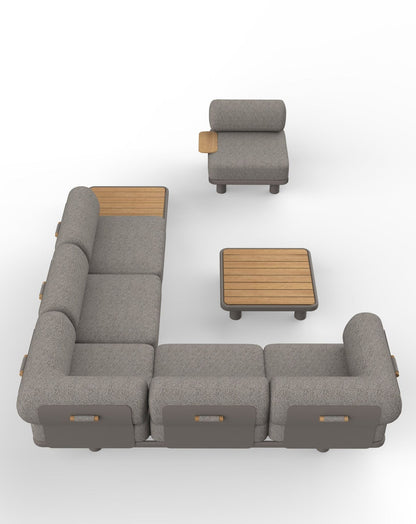 LEOX Modular 5-Seater Corner Sofa Set with Coffee Table