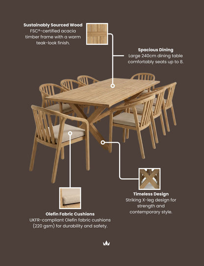 LIDIA 8-Seater Dining Table with RIVEN Chairs