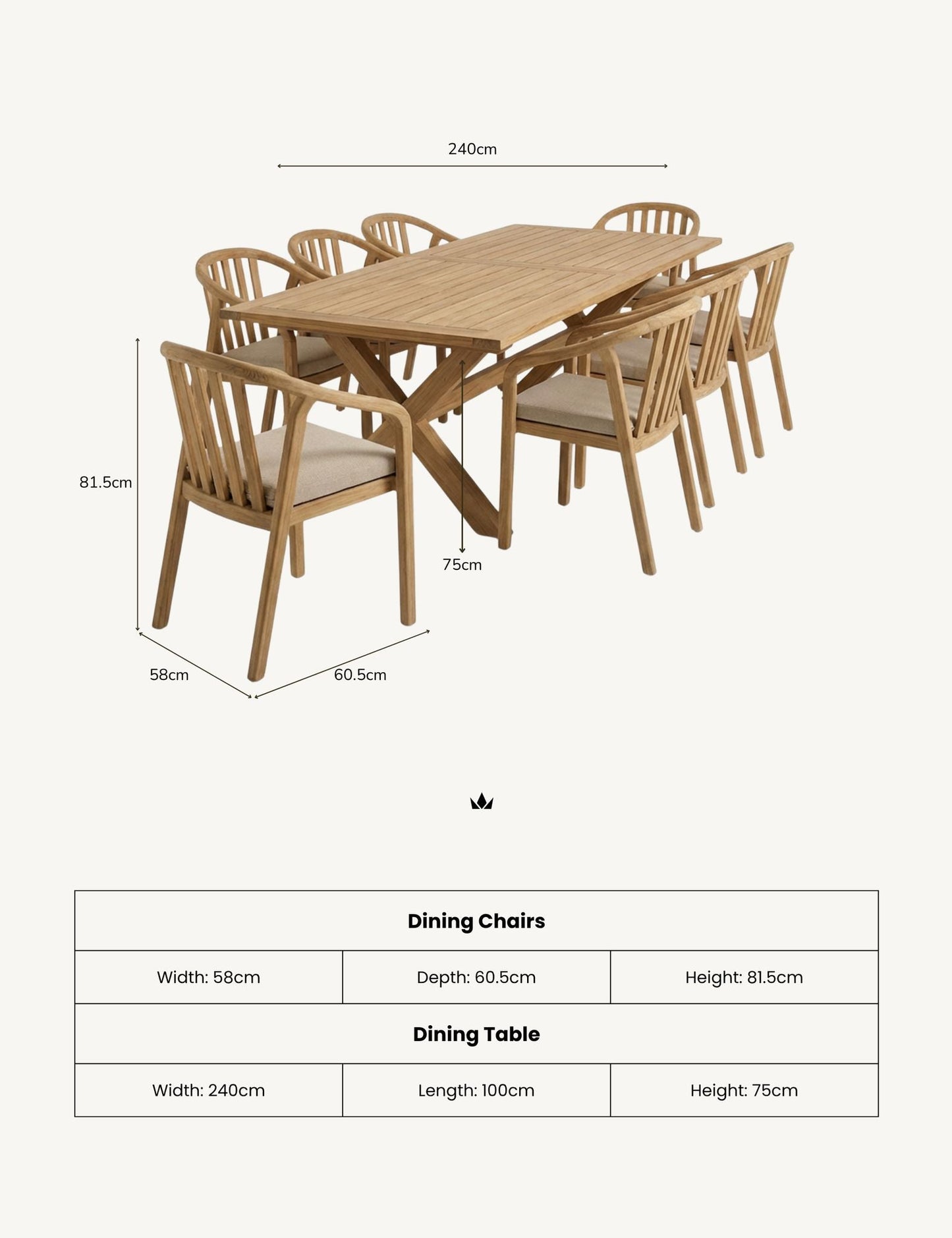 LIDIA 8-Seater Dining Table with RIVEN Chairs