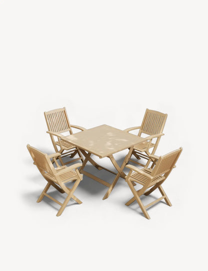 London 4 Seater Square Folding Set with London Folding Armchairs
