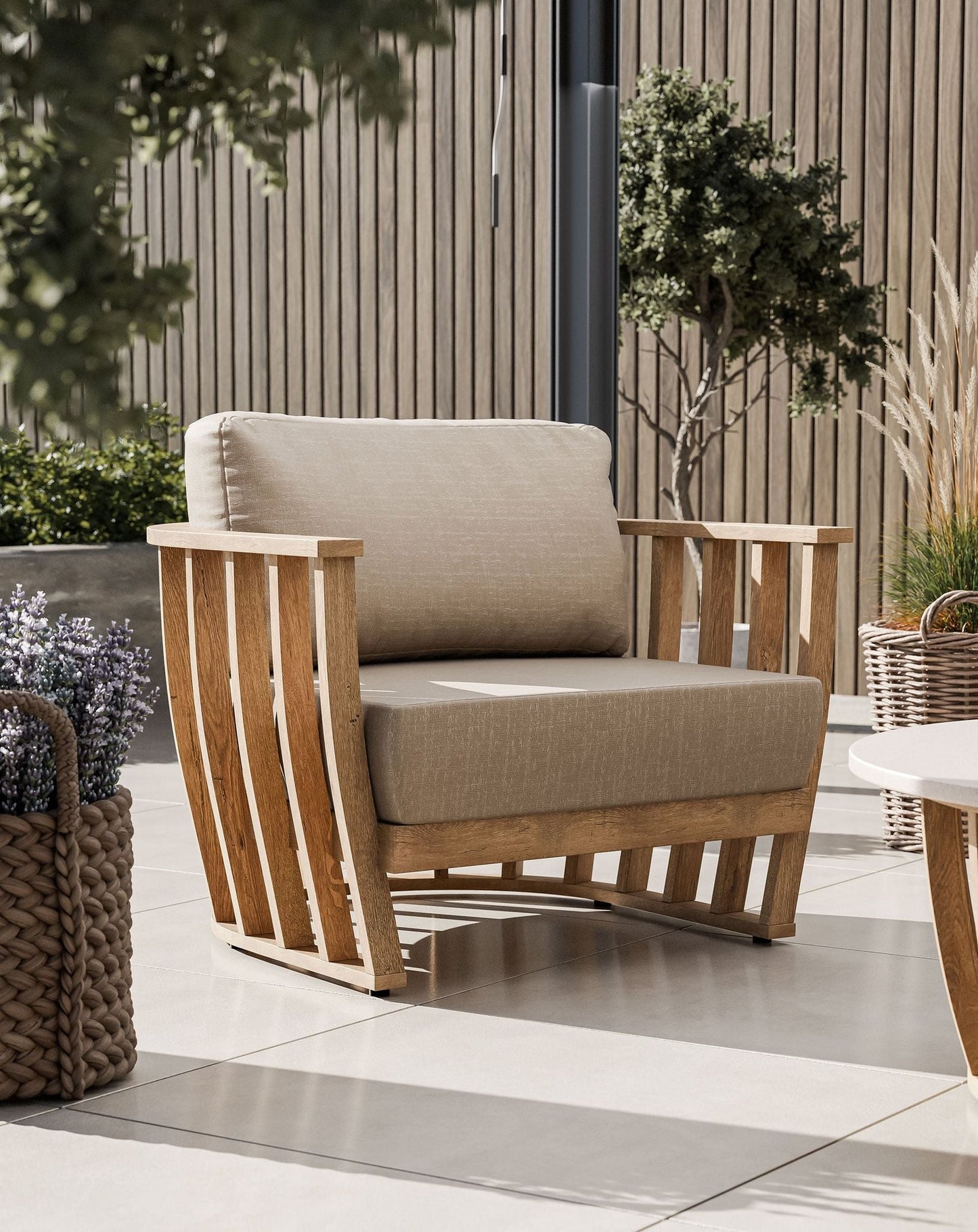 LUCCA 5-Seater Wood Lounging Set with Coffee Table