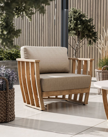 LUCCA 5-Seater Wood Lounging Set with Coffee Table