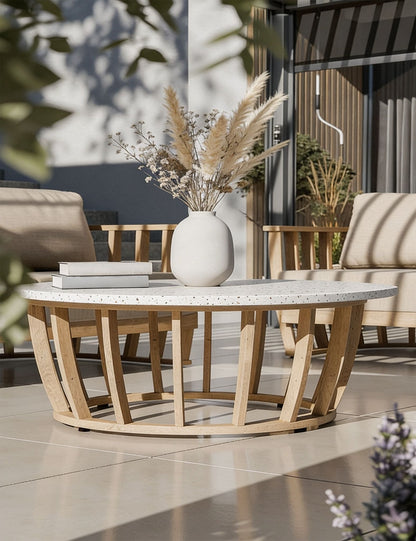LUCCA 5-Seater Wood Lounging Set with Coffee Table