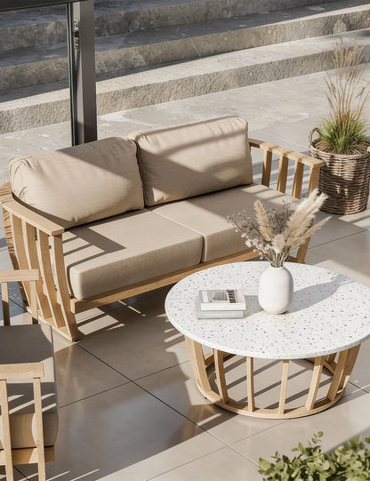 LUCCA 5-Seater Wood Lounging Set with Coffee Table