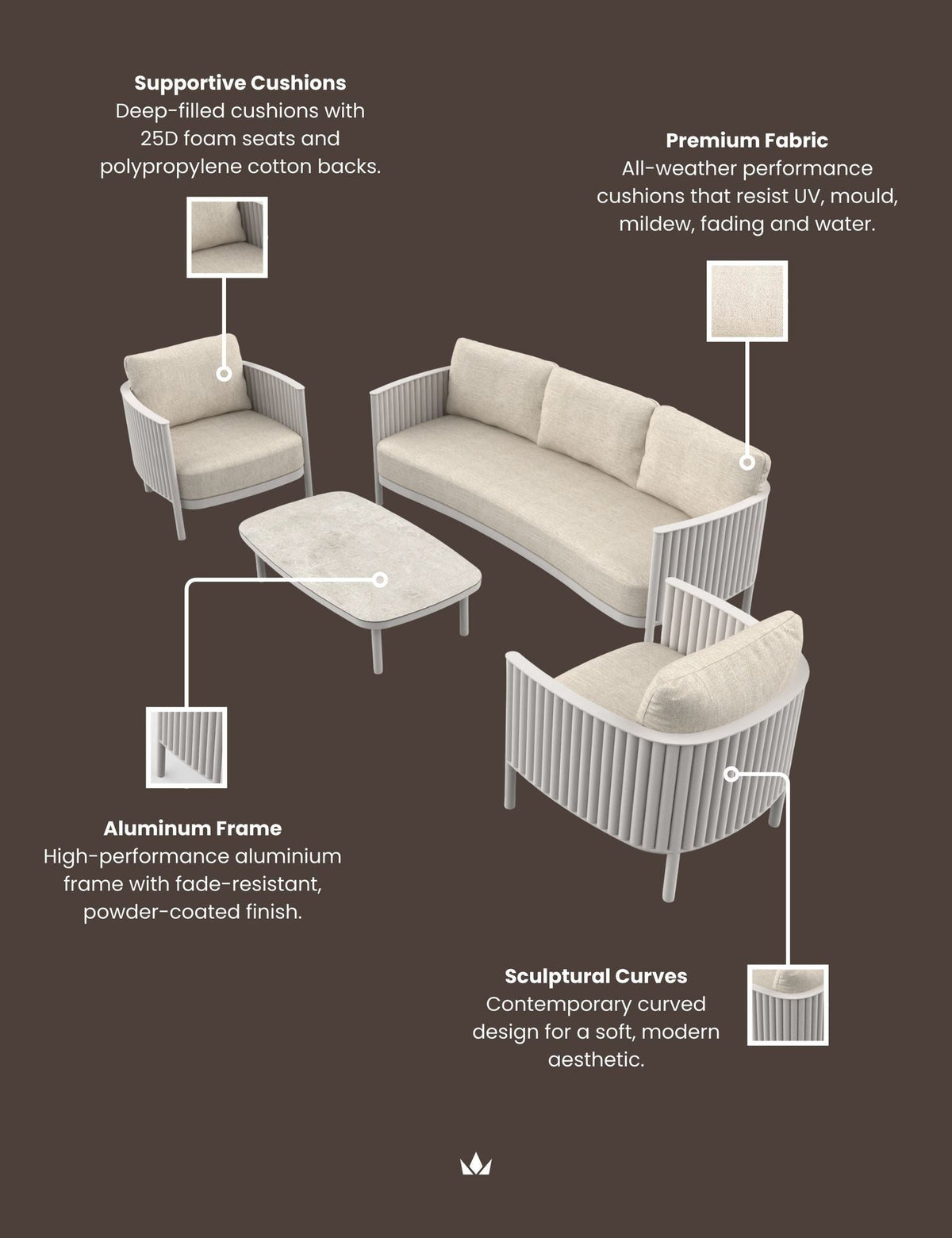 MALI 5-Seater Lounging Set with Coffee Table