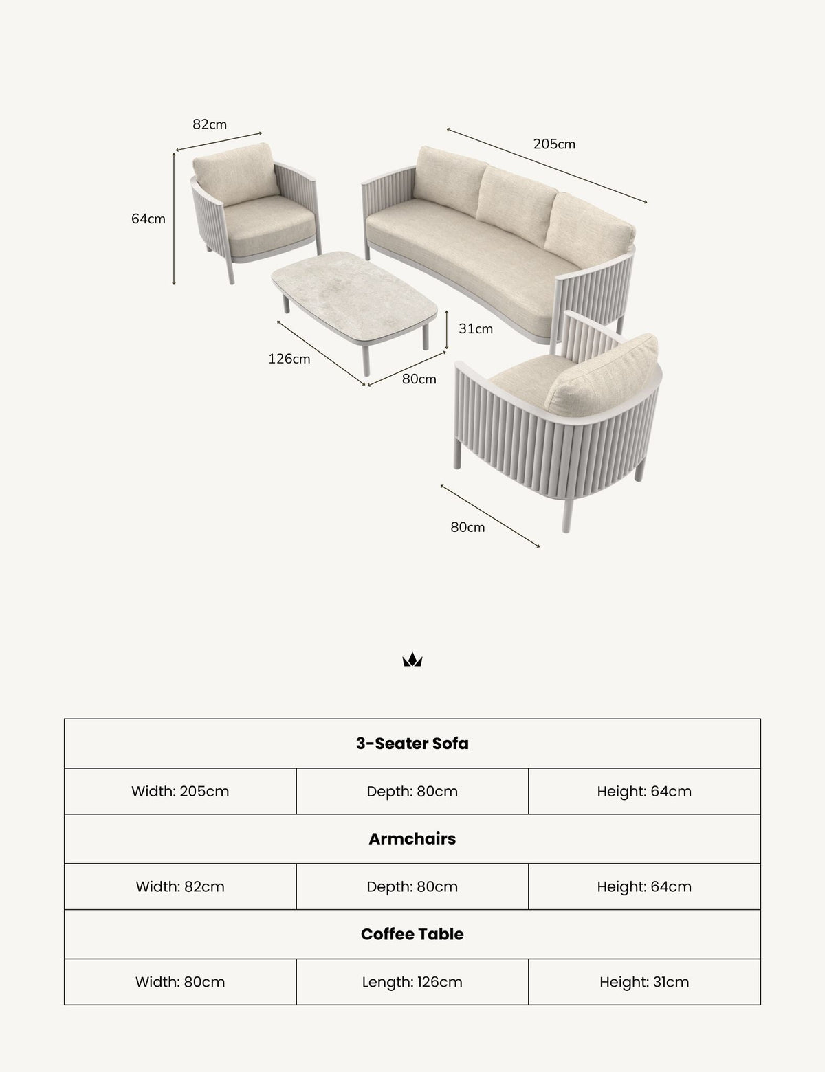 MALI 5-Seater Lounging Set with Coffee Table