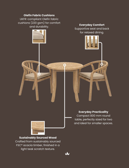 MARIS 2-Seater Round Bistro Dining Set