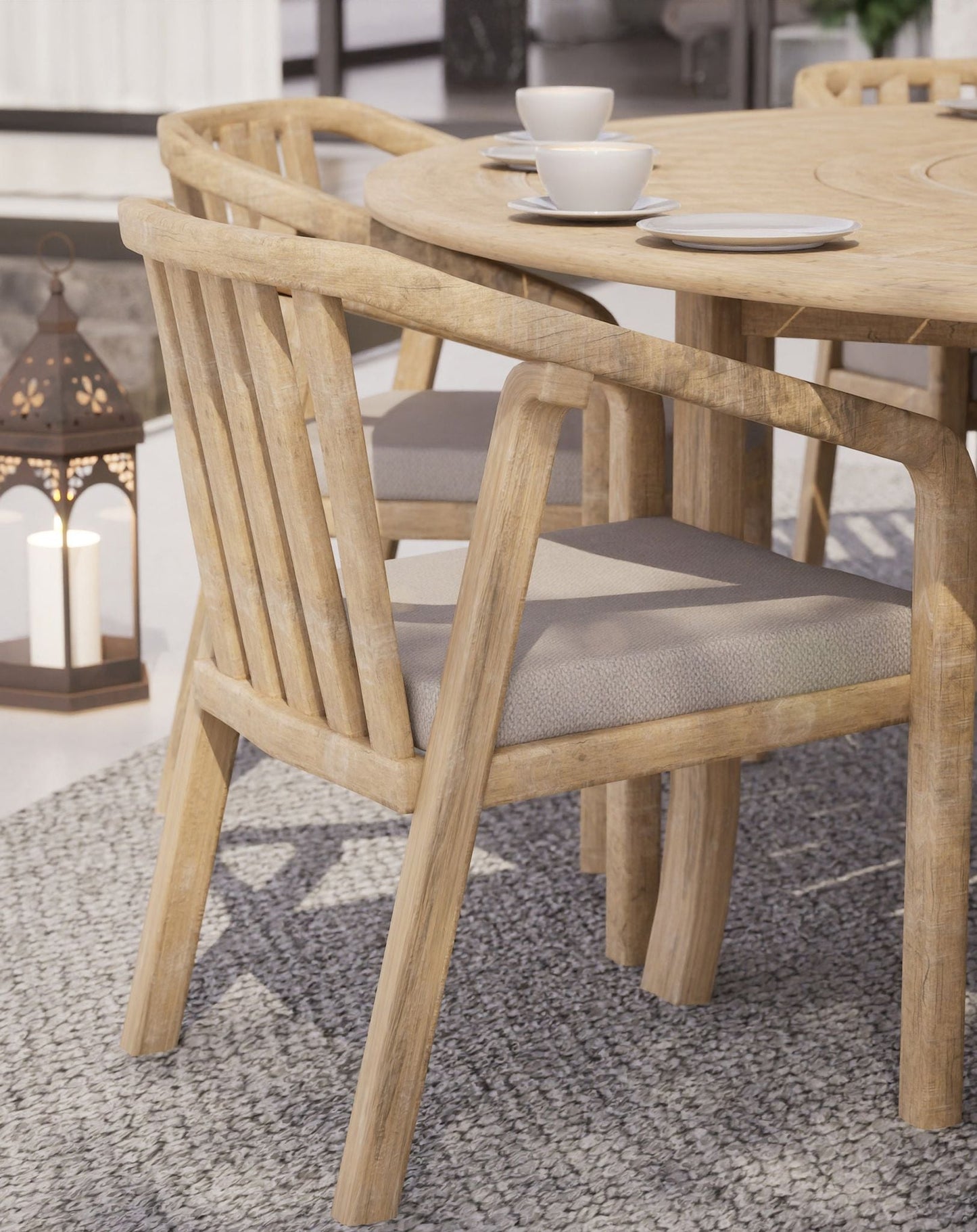 MARIS 8-Seater Round Dining Set with Wooden Lazy Susan