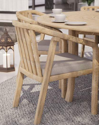 MARIS 8-Seater Round Dining Set with Wooden Lazy Susan