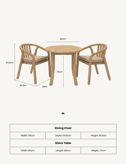 MARIS 2-Seater Round Bistro Dining Set