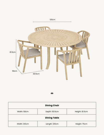 MARIS 4-Seater Round Dining Set