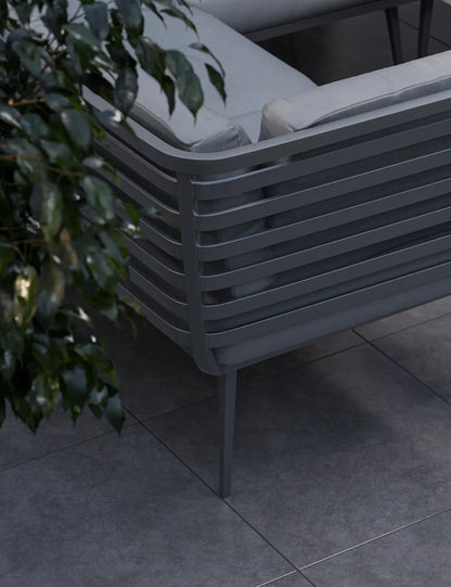 Mayfair Corner Lounging Set with Fire Pit Table and 2 Benches