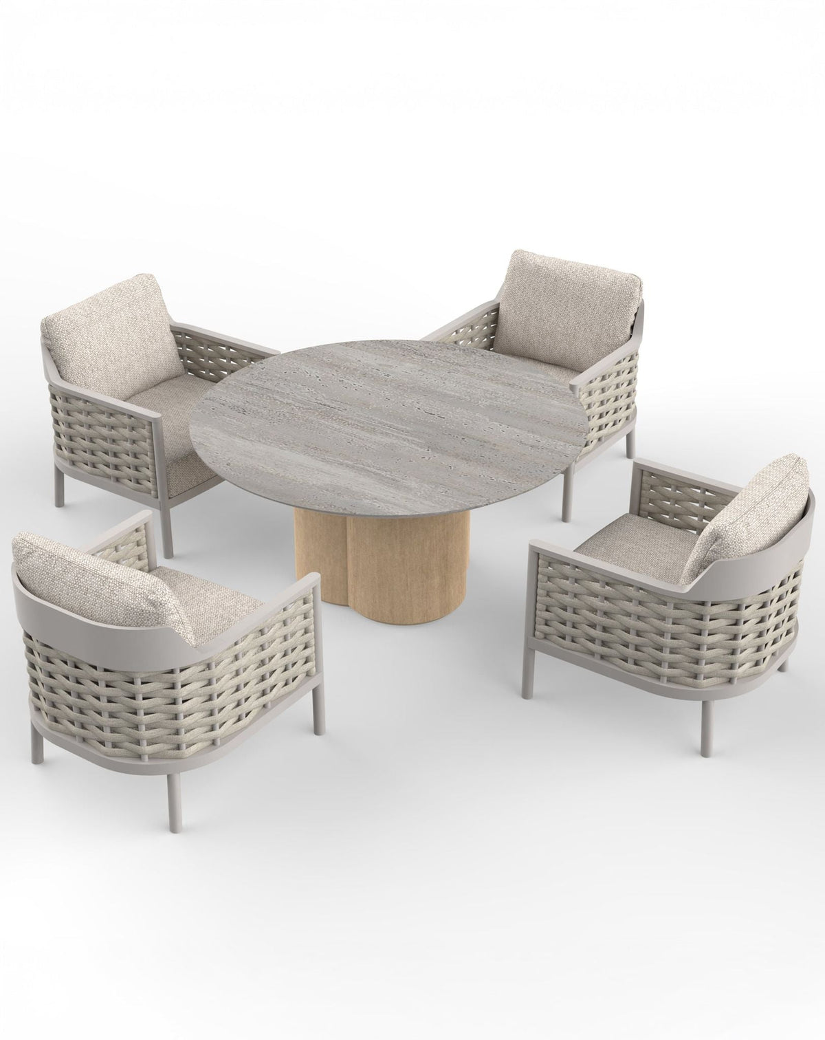 OLMA 4-Seater Dining Table & Armchairs