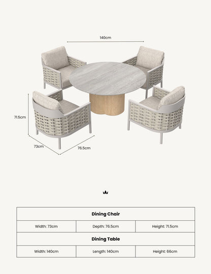 OLMA 4-Seater Dining Table & Armchairs