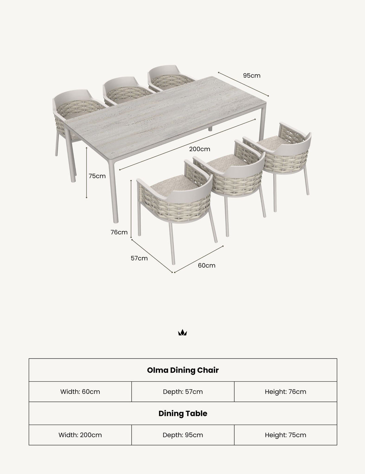 OLMA 6-Seater Dining Table & Chairs