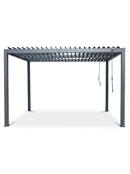 PURE 4x3m Pergola with Manual Louvered Roof and solar powered lighting