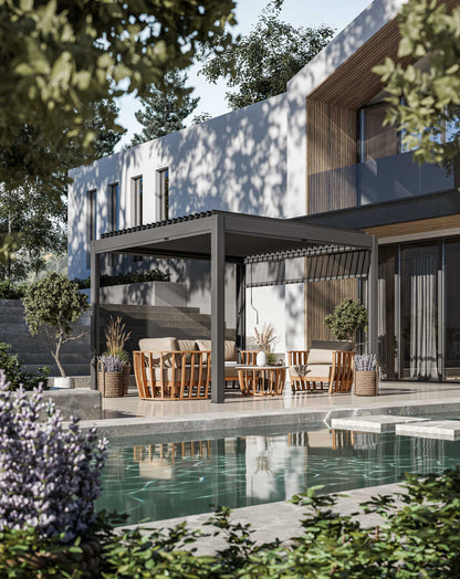 Luxe 3x3m Pergola with Solar Lighting System and Voice Control