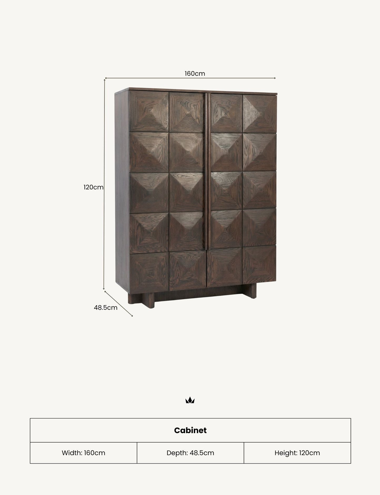 ROKA Dark Wood Geometric 2-Door Cabinet