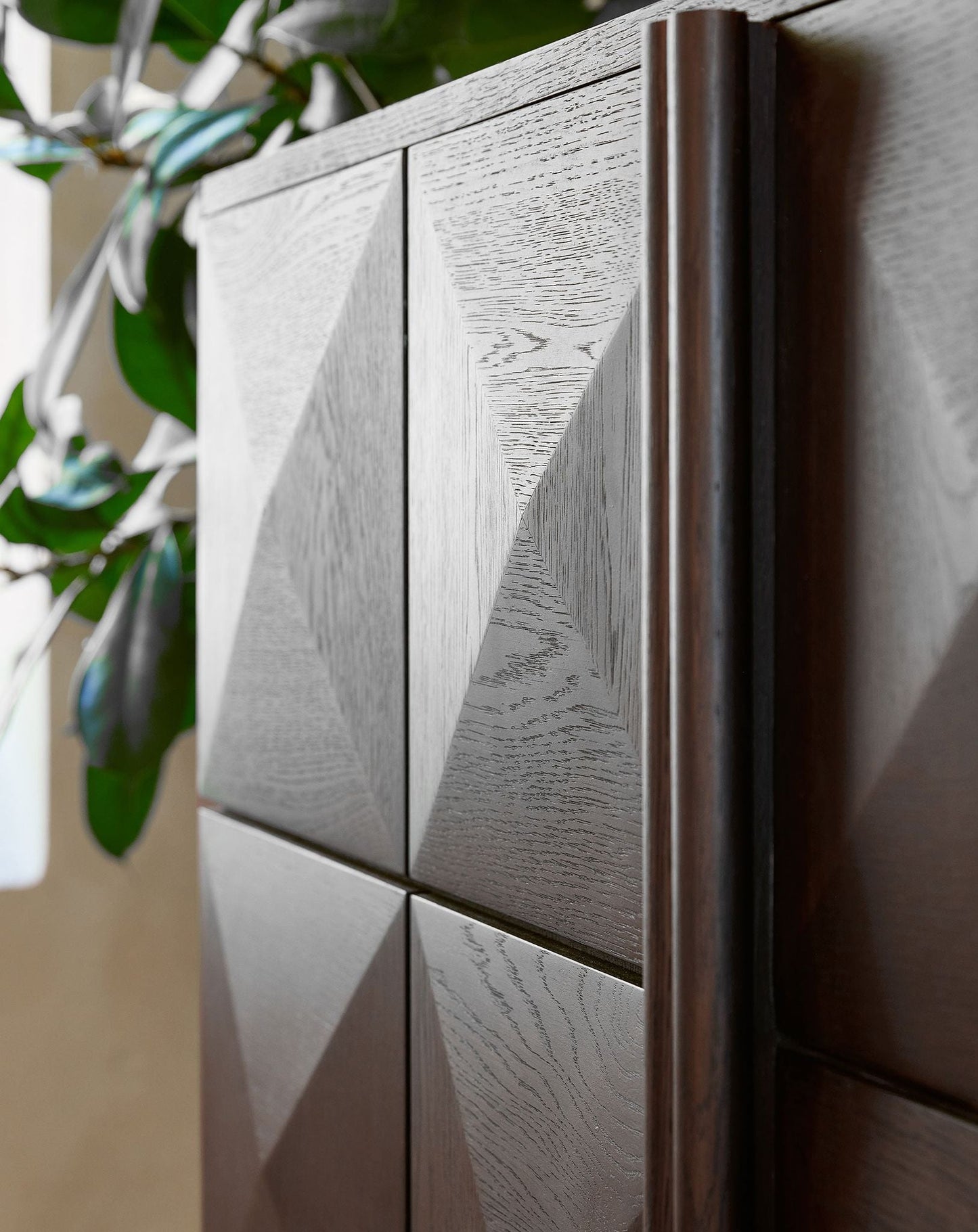 ROKA Dark Wood Geometric 2-Door Cabinet
