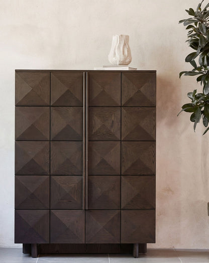 ROKA Dark Wood Geometric 2-Door Cabinet