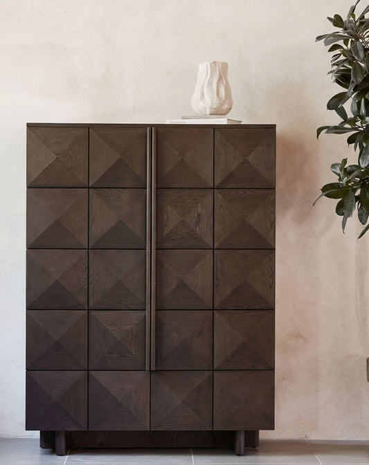 ROKA Dark Wood Geometric 2-Door Cabinet