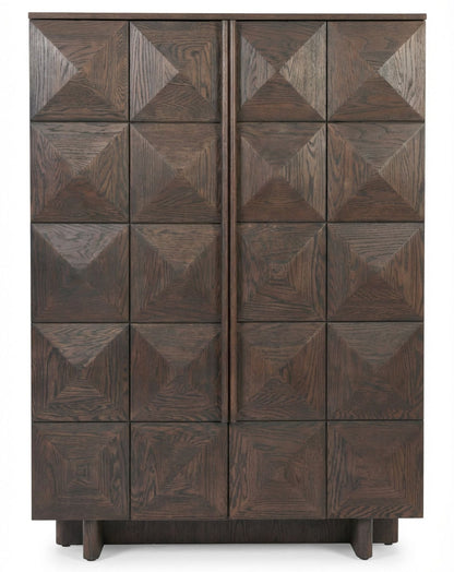 ROKA Dark Wood Geometric 2-Door Cabinet