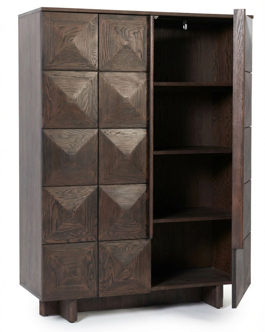 ROKA Dark Wood Geometric 2-Door Cabinet