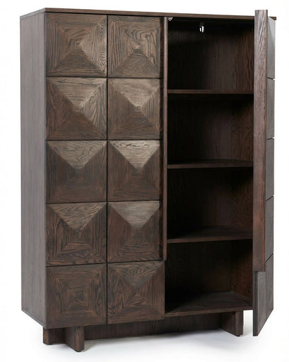 ROKA Dark Wood Geometric 2-Door Cabinet