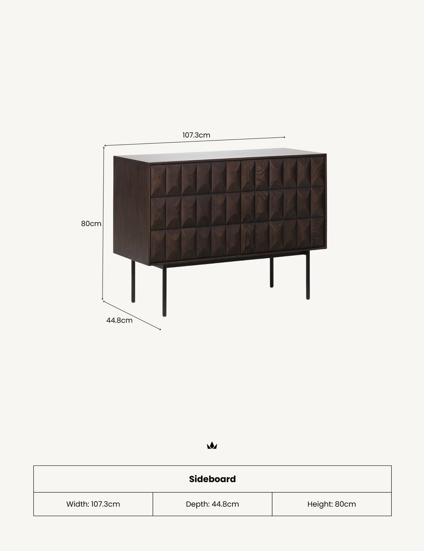 ROKA Dark Wood Geometric 2-Door Sideboard