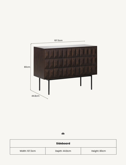 ROKA Dark Wood Geometric 2-Door Sideboard
