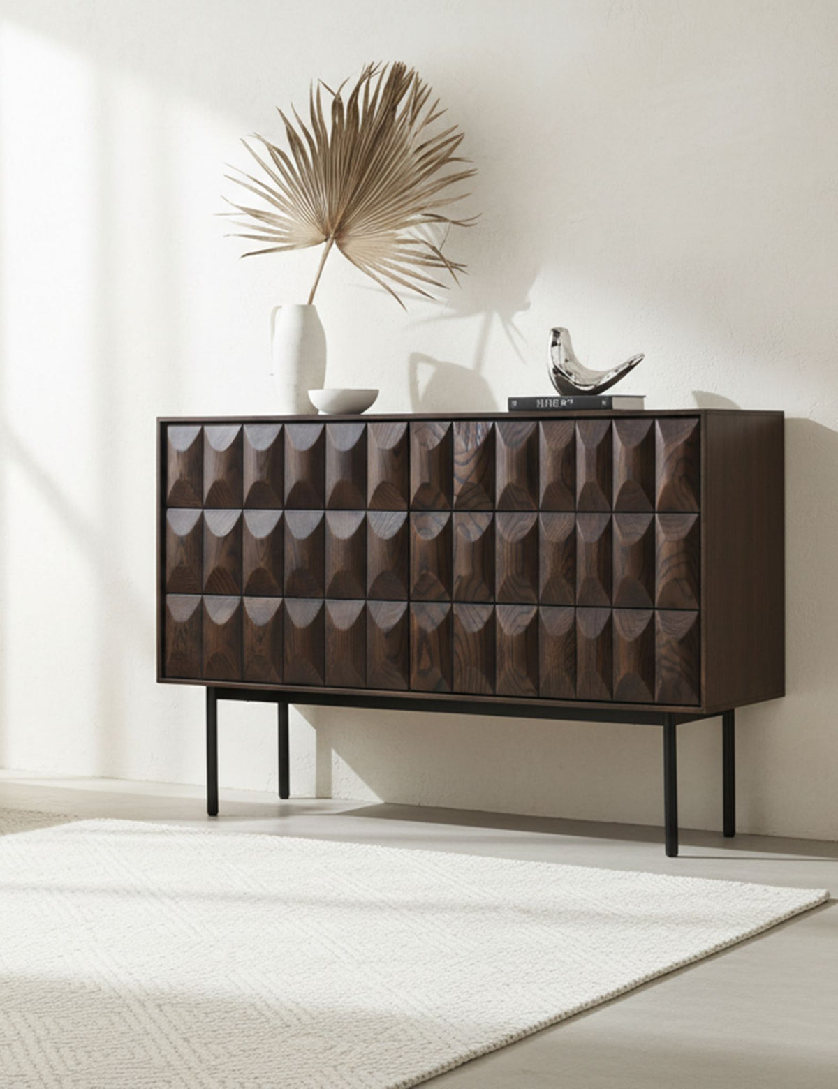 ROKA Dark Wood Geometric 2-Door Sideboard