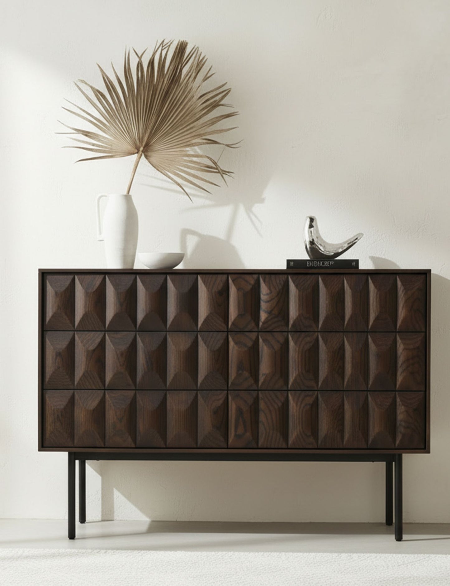 ROKA Dark Wood Geometric 2-Door Sideboard