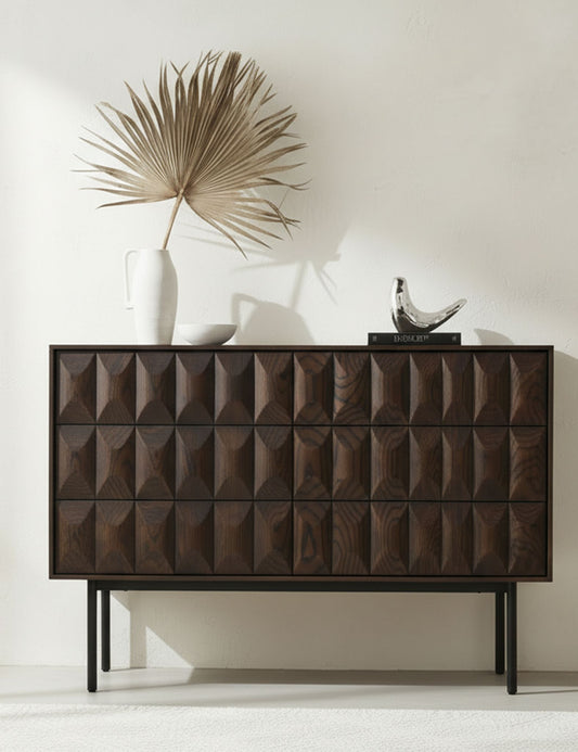ROKA Dark Wood Geometric 2-Door Sideboard