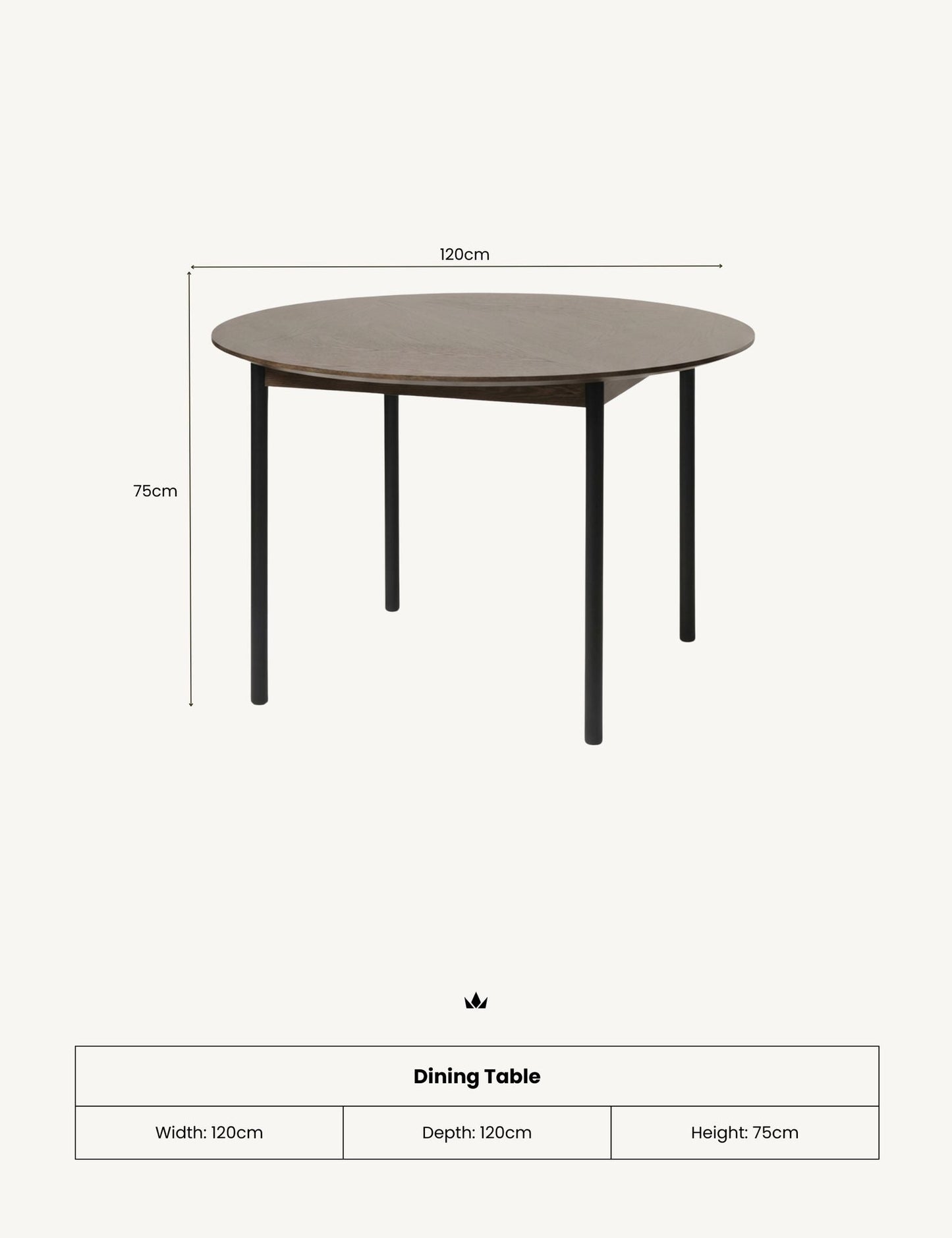ROKA Dark Wood 4-Seater Dining Table