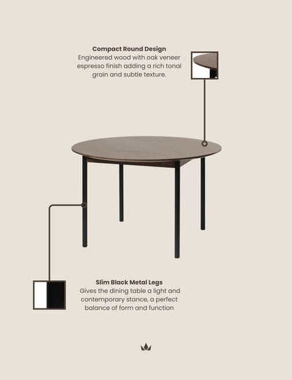 ROKA Dark Wood 4-Seater Dining Table