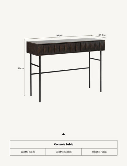 ROKA Dark Wood Geometric Console Table