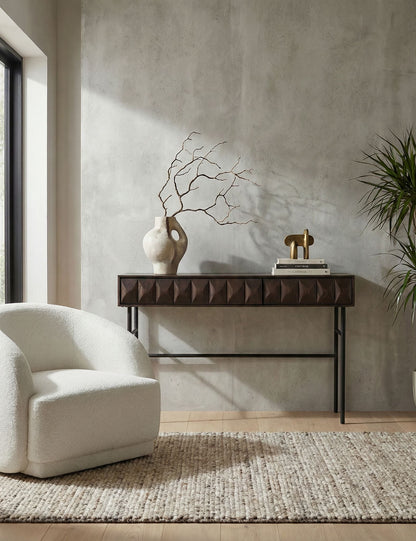 ROKA Dark Wood Geometric Console Table