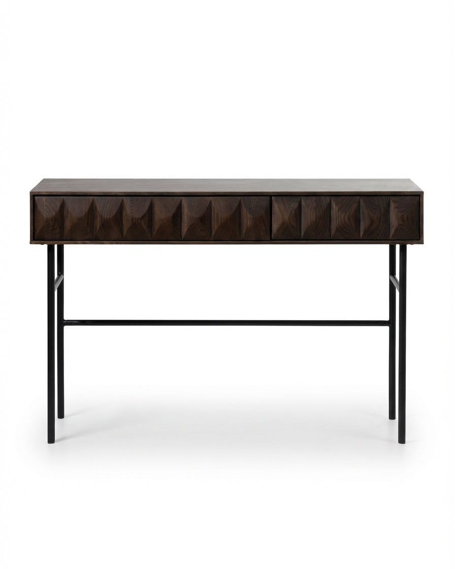 ROKA Dark Wood Geometric Console Table