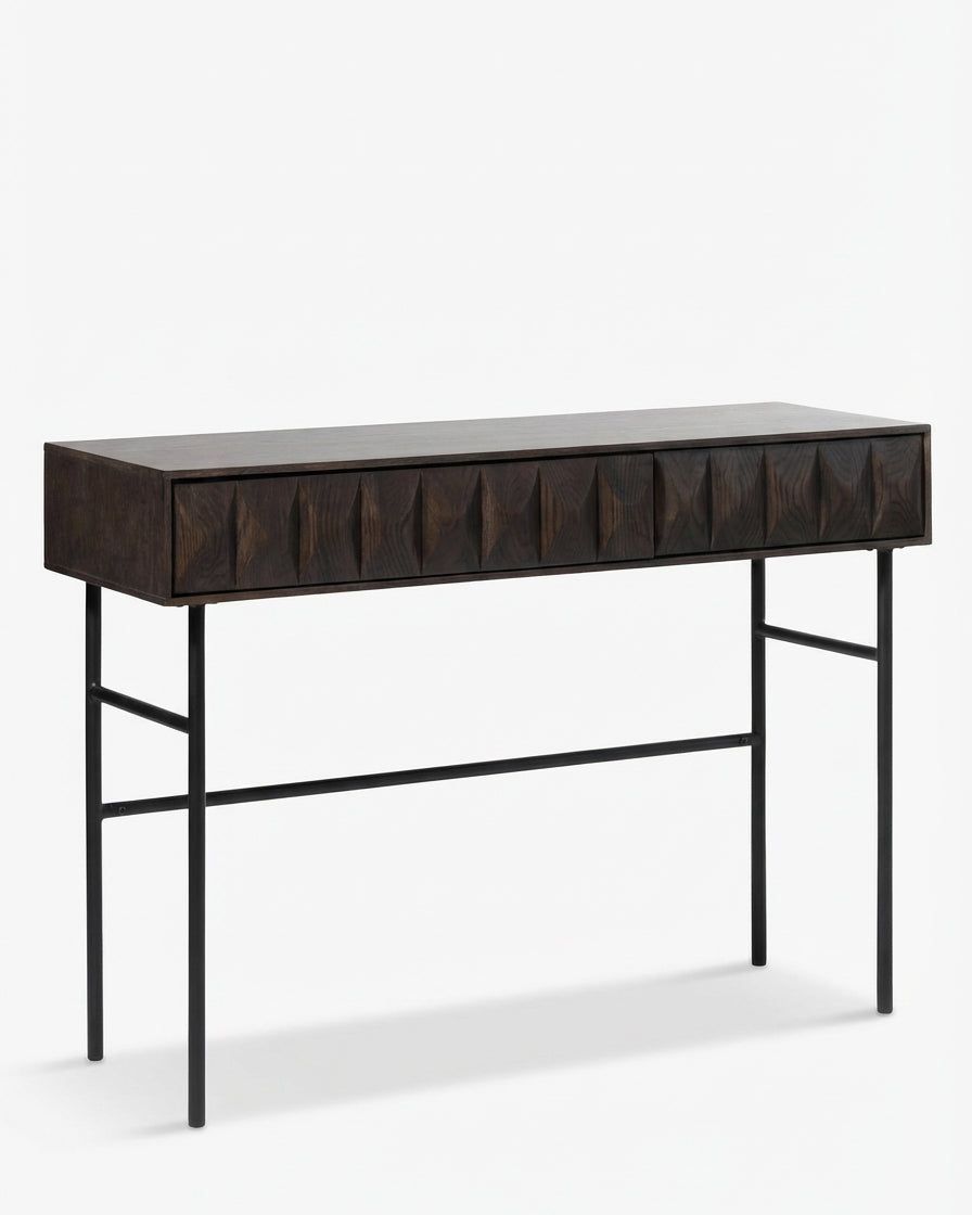 ROKA Dark Wood Geometric Console Table