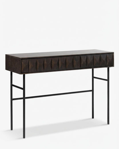 ROKA Dark Wood Geometric Console Table
