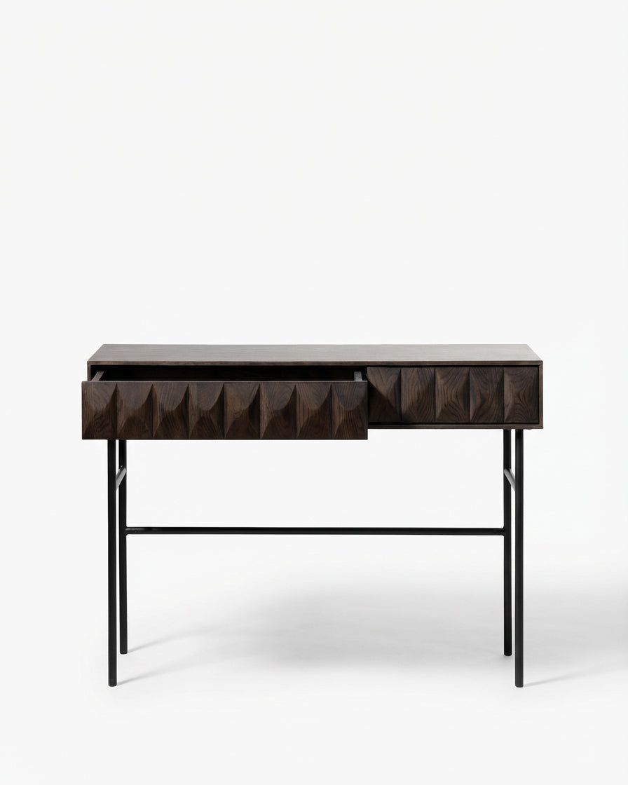 ROKA Dark Wood Geometric Console Table