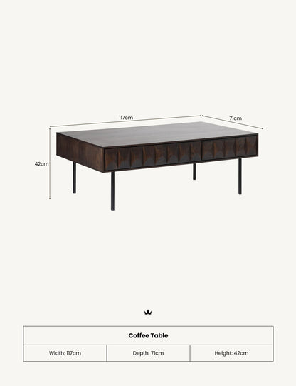 ROKA Dark Wood Geometric Coffee Table