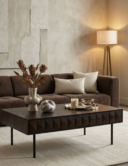 ROKA Dark Wood Geometric Coffee Table