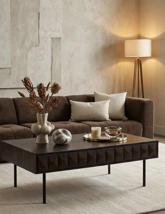 ROKA Dark Wood Geometric Coffee Table
