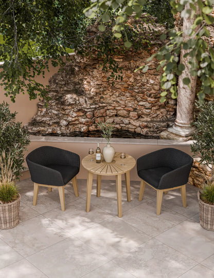 Roma 2 Seater Round Sunray Bistro Set with Eden Night Dining Chairs