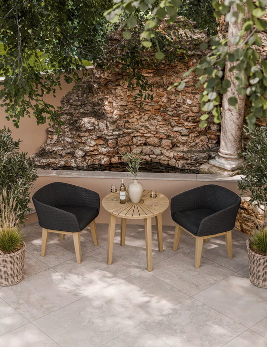 Roma 2 Seater Round Sunray Bistro Set with Eden Night Dining Chairs